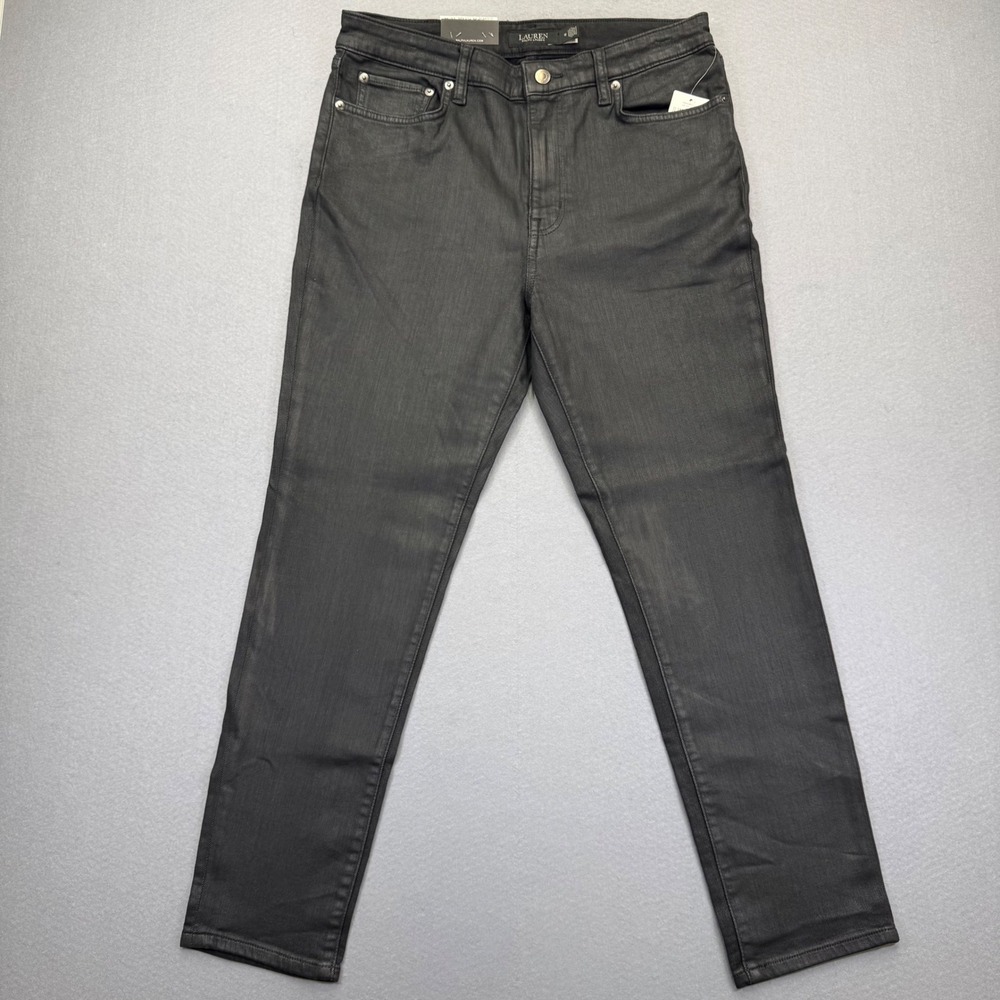 Lauren Ralph‎ Lauren Black Coated Skinny Jeans Holiday 23 Super Stretch 12 READ